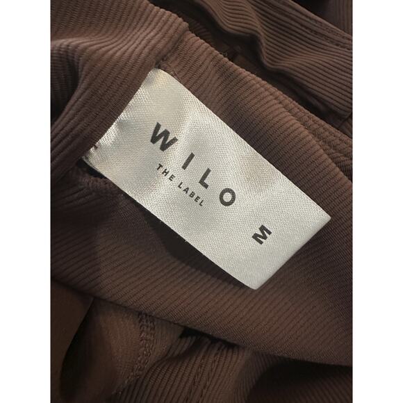 Wilo The Label Ribbed Jumpsuit Flare Chocolate Brown Stretch Women's Size Medium - Picture 7 of 13